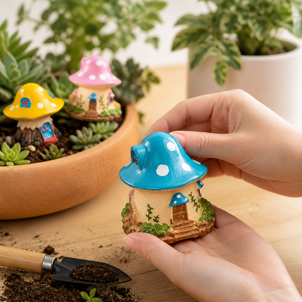 Mini Garden Ornament Hand-Painted Weather-Resistant Resin Indoor & Outdoor