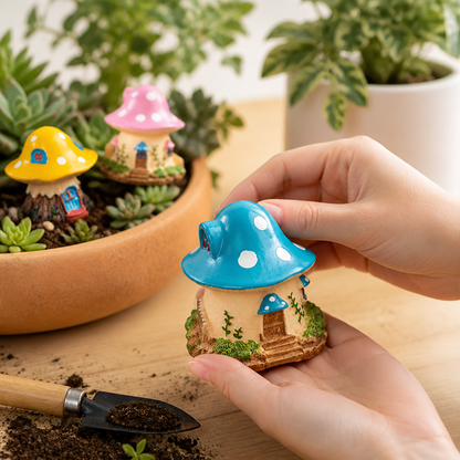 Mini Garden Ornament Hand-Painted Weather-Resistant Resin Indoor & Outdoor