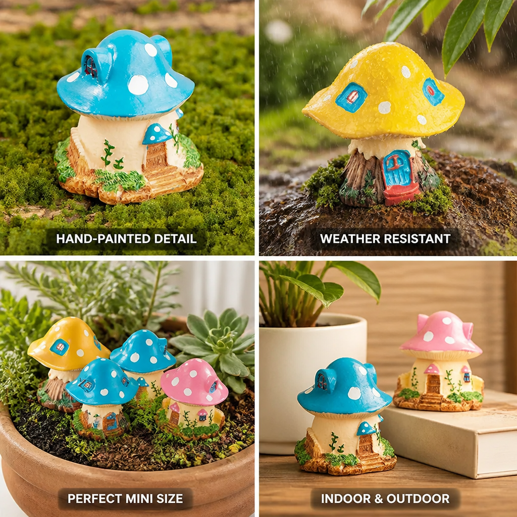 Mini Garden Ornament Hand-Painted Weather-Resistant Resin Indoor & Outdoor