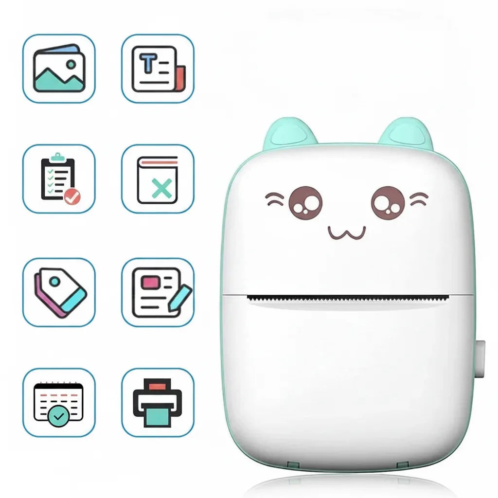 Mini Thermal Printer Ink-Free Bluetooth & Rechargeable Battery