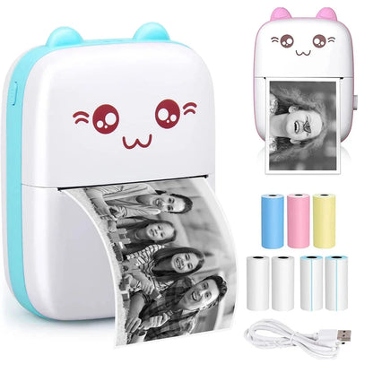 Mini Thermal Printer Ink-Free Bluetooth & Rechargeable Battery