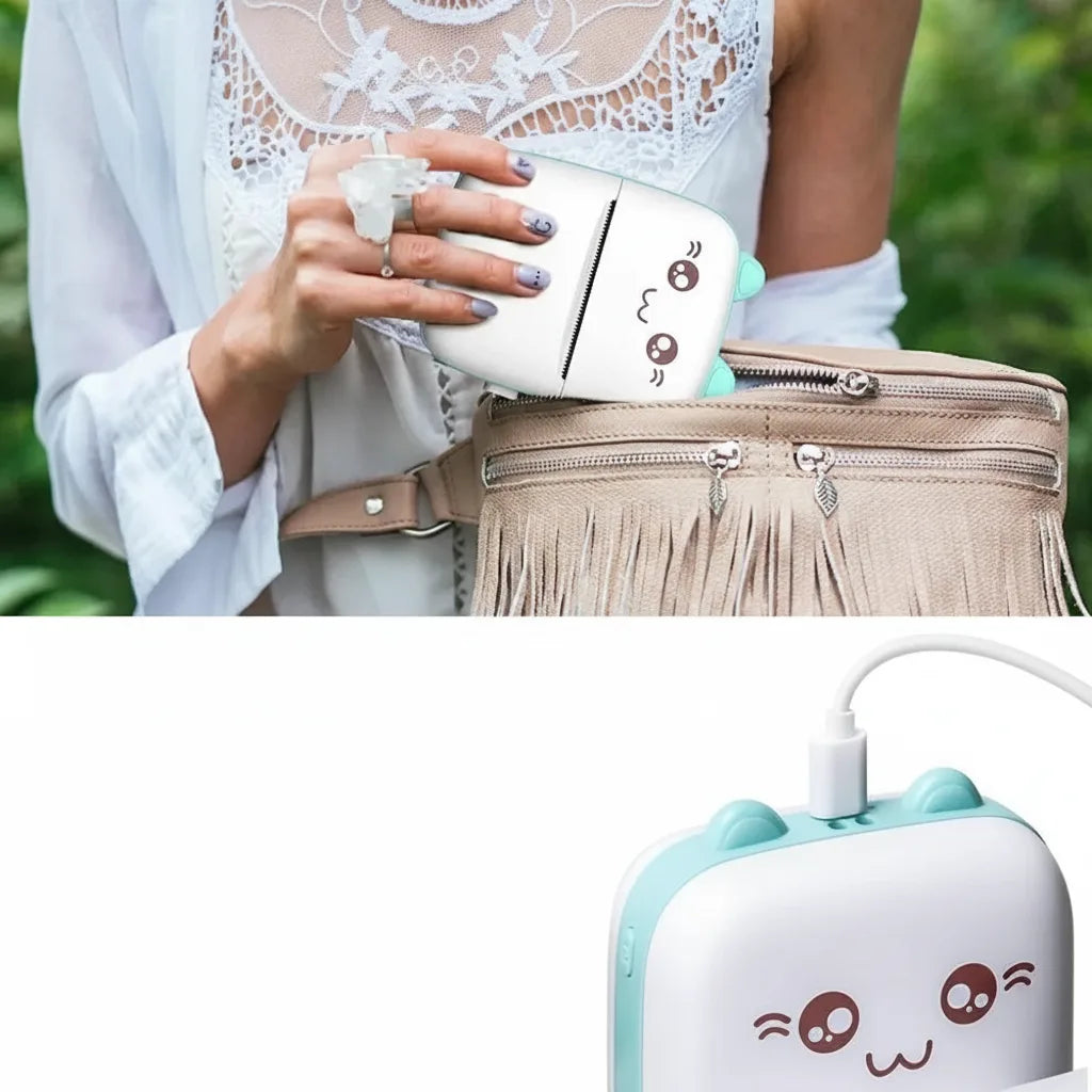 Mini Thermal Printer Ink-Free Bluetooth & Rechargeable Battery
