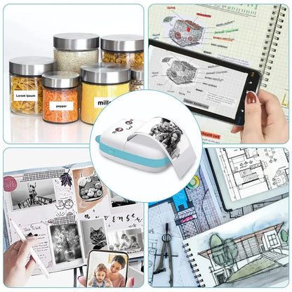 Mini Thermal Printer Ink-Free Bluetooth & Rechargeable Battery