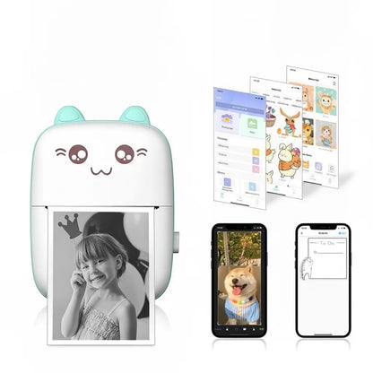 Mini Thermal Printer Ink-Free Bluetooth & Rechargeable Battery