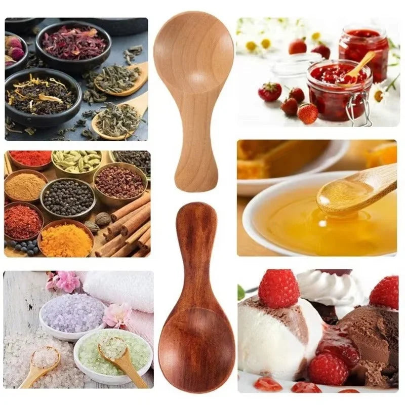 Mini Wooden Spoon Short Handle & Heat-Resistant