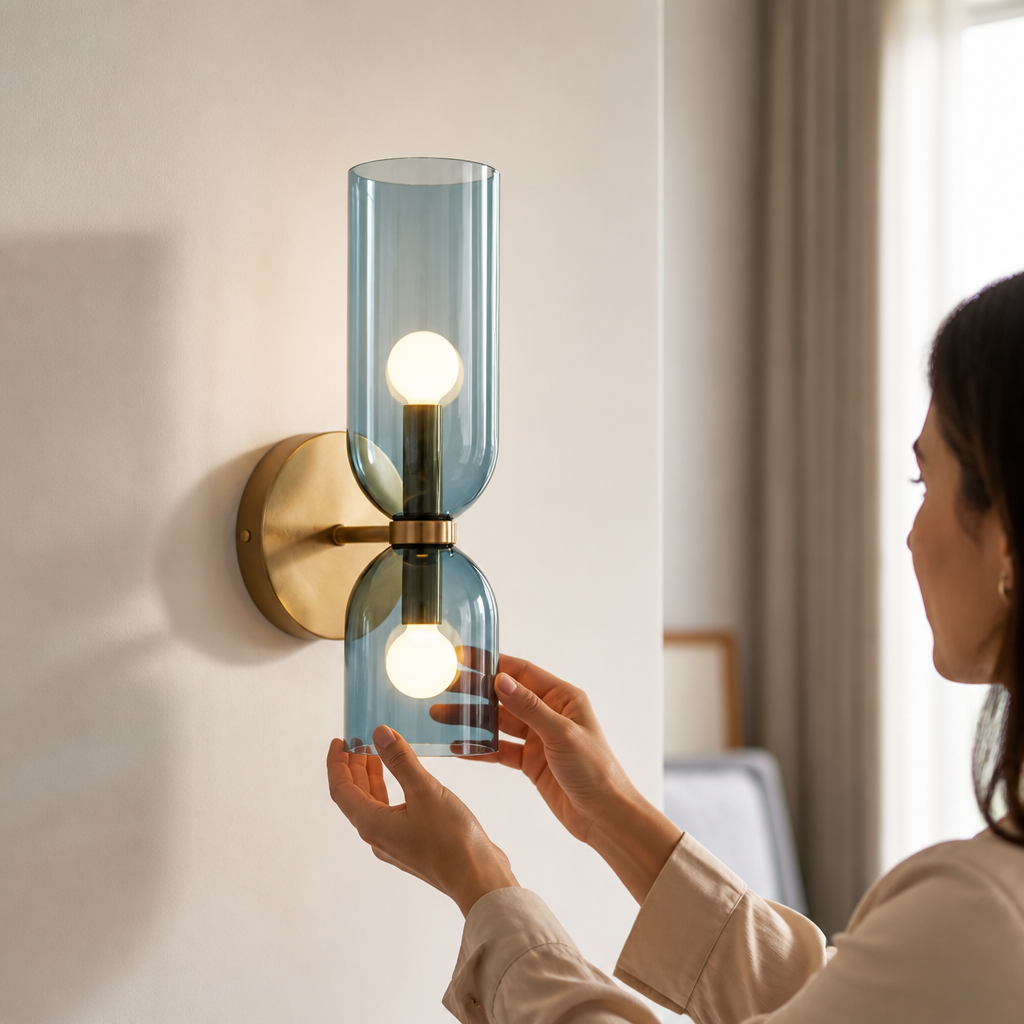 Modern Dual Cylinder Glass Wall Sconce