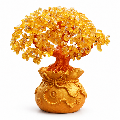 Money Tree Feng Shui Citrine Gemstone Handcrafted 18 cm