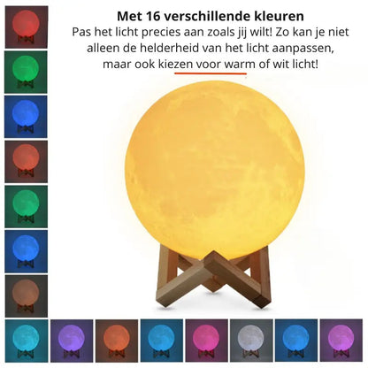 Moon Lamp 16 Colors & Touch Dimmable Wooden Stand