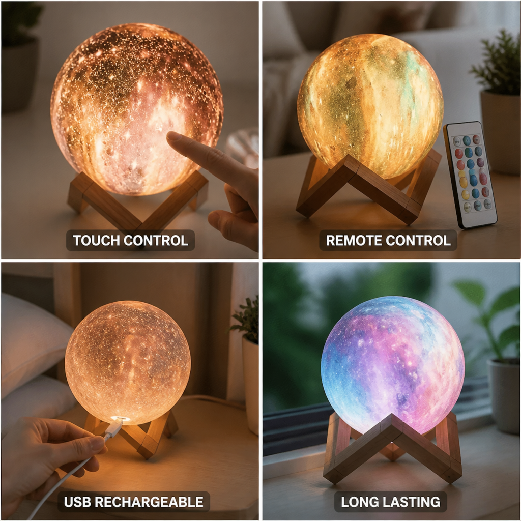 Moon Lamp USB Rechargeable 16 Color Touch & Remote
