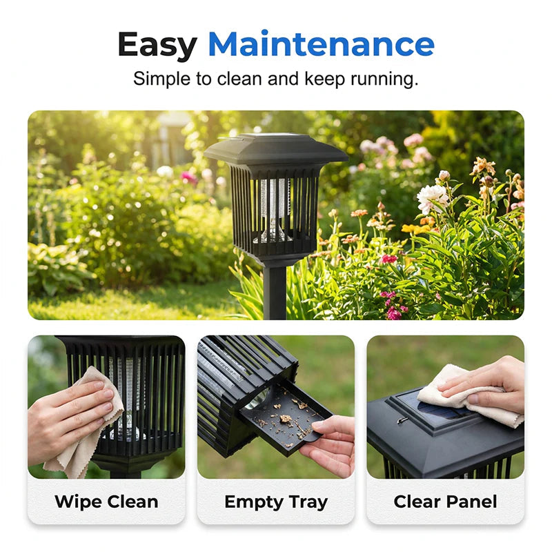 Mosquito Lamp Solar-Powered UV & White Light Weatherproof