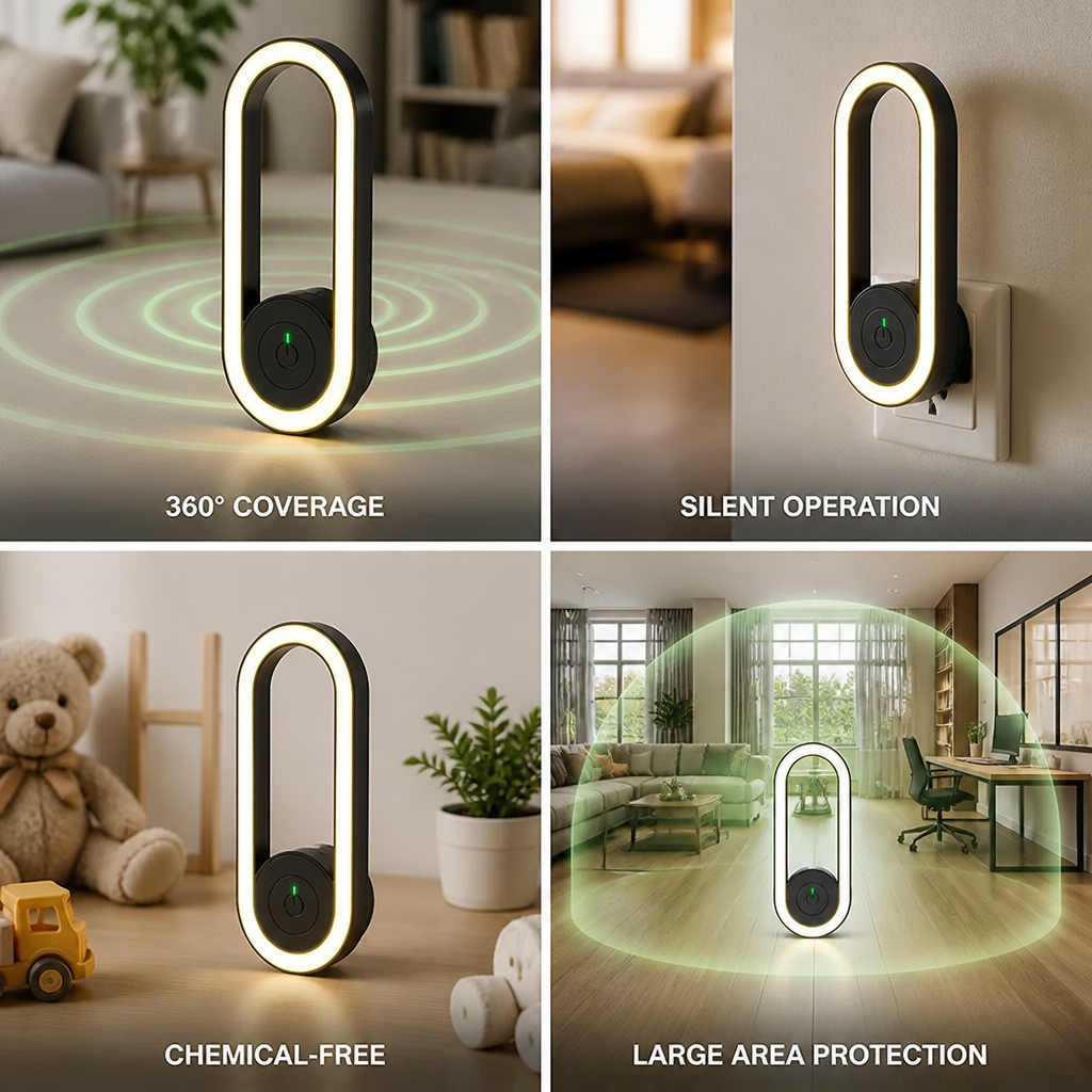 Mosquito Repeller Ultrasonic 360° Coverage Silent & Chemical-Free