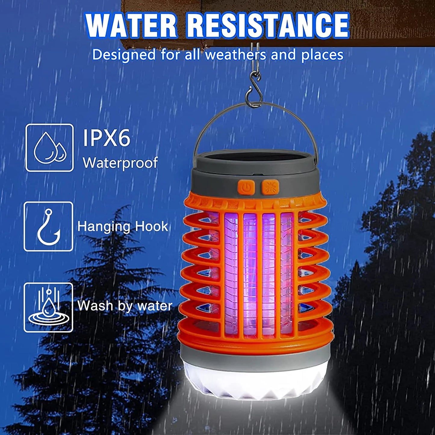 Mosquito Trap UV Light Solar & USB 4K Coverage