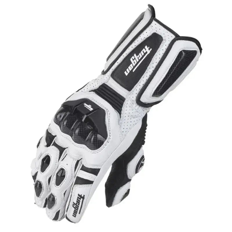 Motorcycle Gloves Leather Carbon Fiber Knuckles Wind- & Water-Repellent