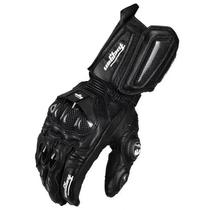Motorcycle Gloves Leather Carbon Fiber Knuckles Wind- & Water-Repellent