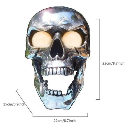 Motorcycle Headlight Skull Design Glowing LED Chrome Finish