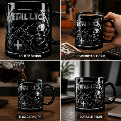 Mug Gothic 3D Skull Ergonomic Handle 11 Oz