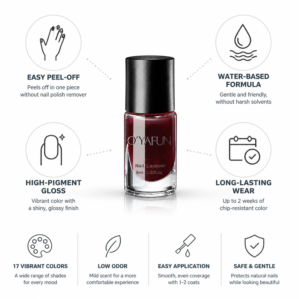 Nail Polish Peel-Off Water-Based High-Pigment Gloss