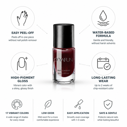 Nail Polish Peel-Off Water-Based High-Pigment Gloss