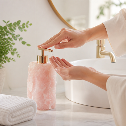 Natural Crystal Soap Dispenser (Gold Stainless Steel Pump)