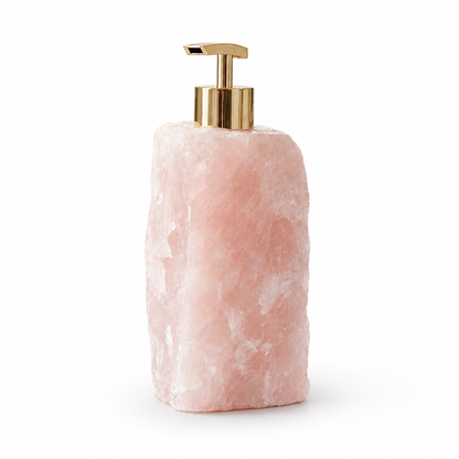 Natural Crystal Soap Dispenser (Gold Stainless Steel Pump)