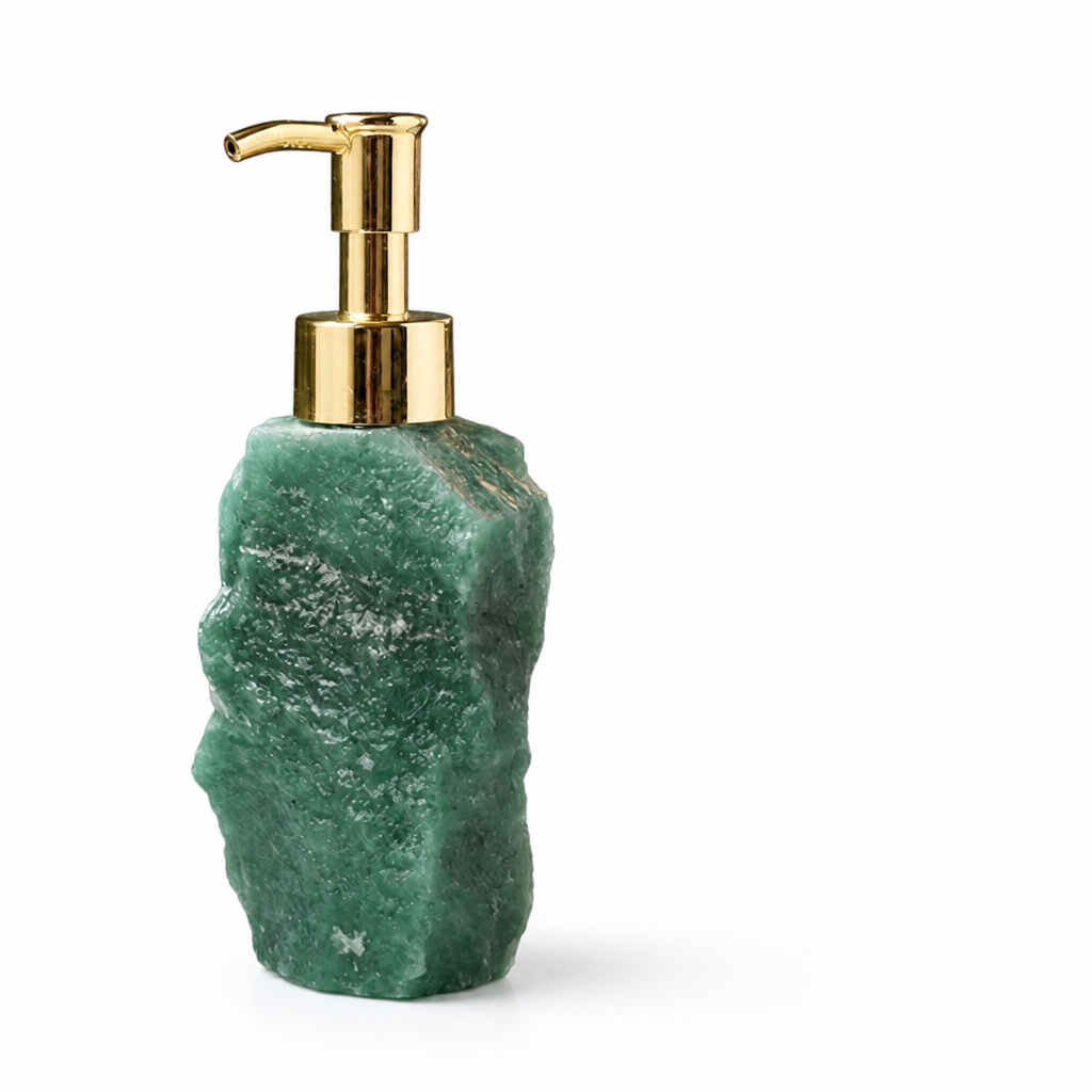 Natural Crystal Soap Dispenser (Gold Stainless Steel Pump)