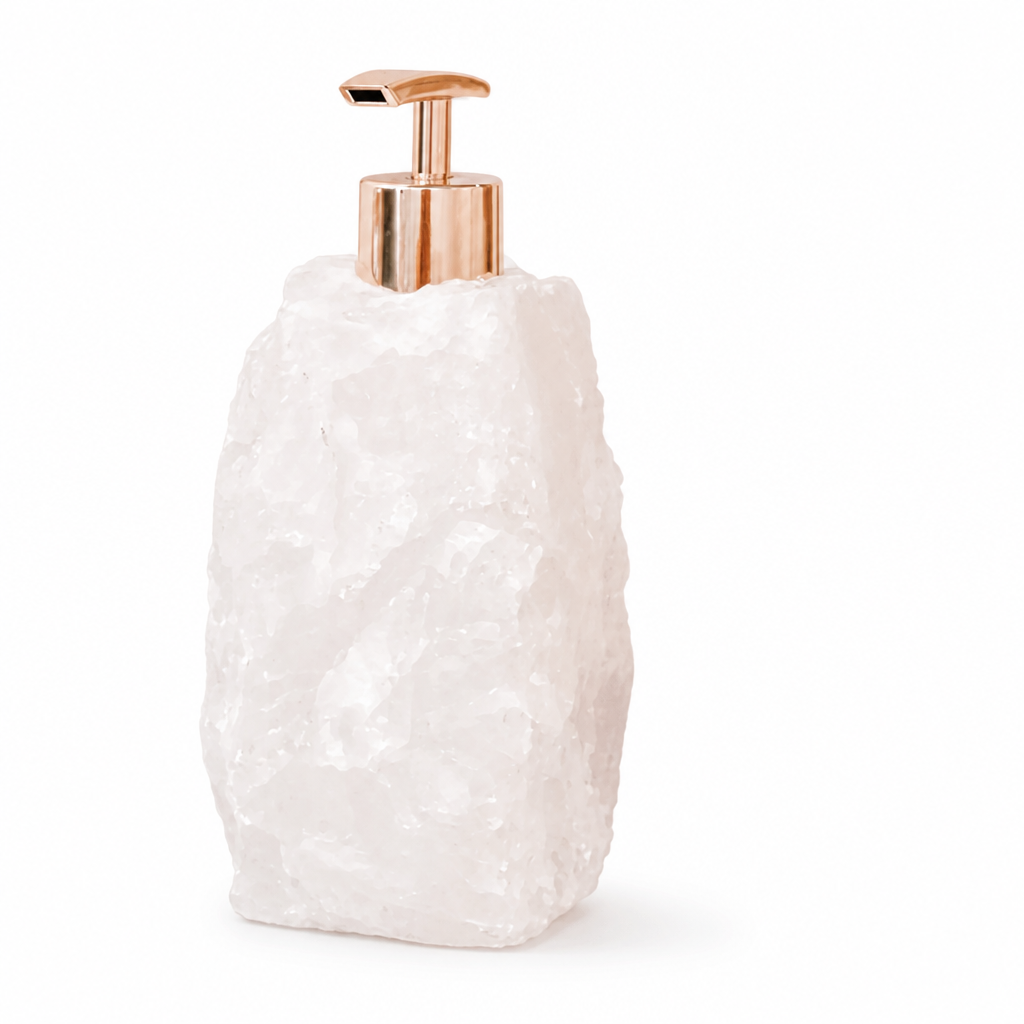 Natural Crystal Soap Dispenser (Gold Stainless Steel Pump)