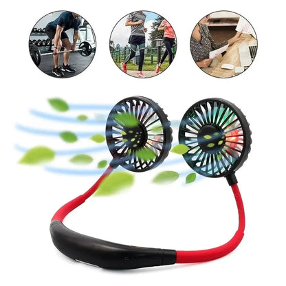 Neck Fan Hands-Free Dual-Head USB Rechargeable