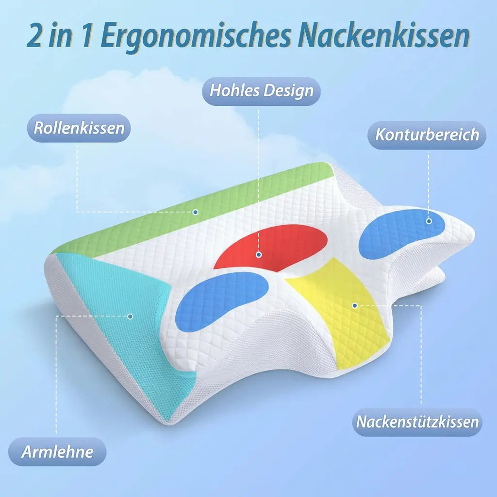 Neck Pillow Ergonomic Memory Foam Breathable Washable Cover