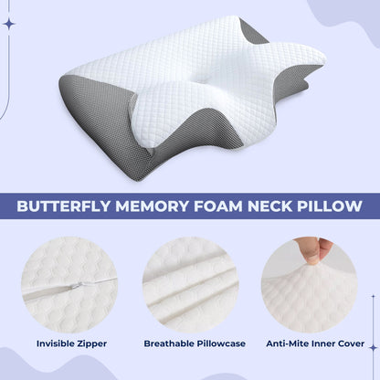 Neck Pillowcase Butterfly Shape Ergonomic Fit Breathable Machine Washable