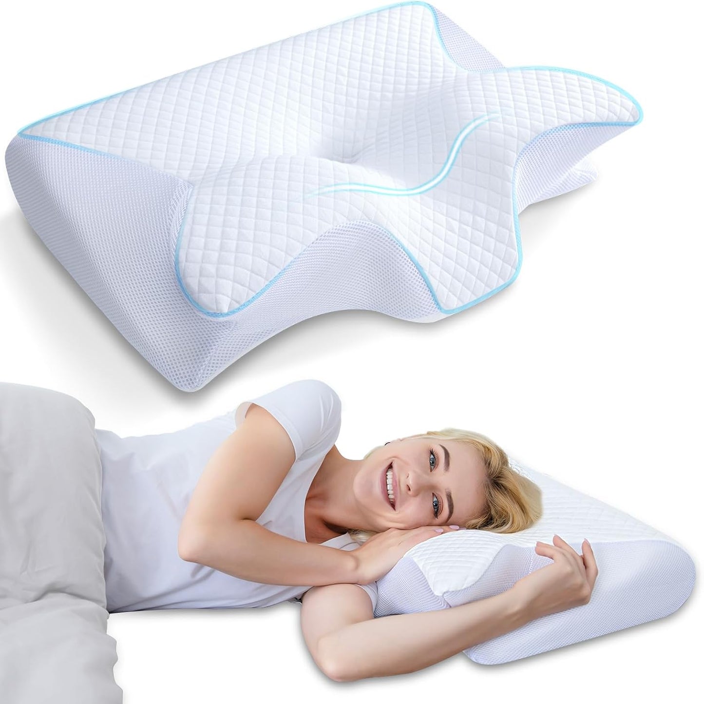 Neck Pillowcase Butterfly Shape Ergonomic Fit Breathable Machine Washable