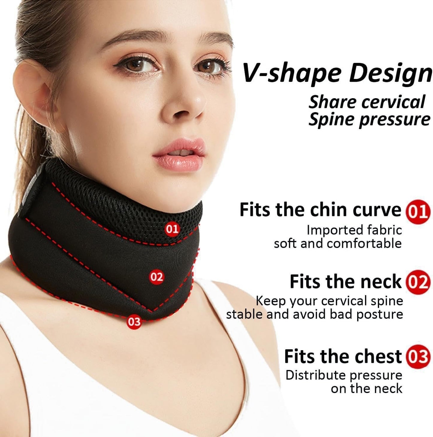 Neck Support V-Shape Ergonomic Breathable Velcro