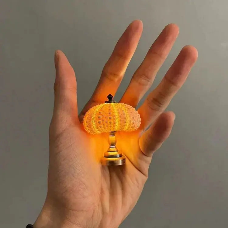Night Lamp Sea Urchin Shell Gold Base