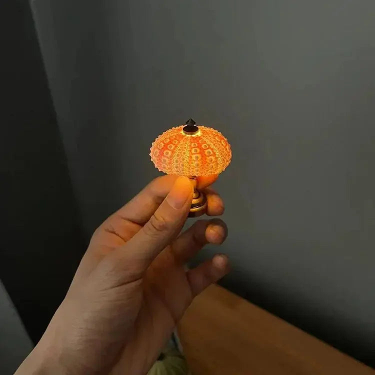 Night Lamp Sea Urchin Shell Gold Base