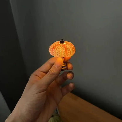 Night Lamp Sea Urchin Shell Gold Base