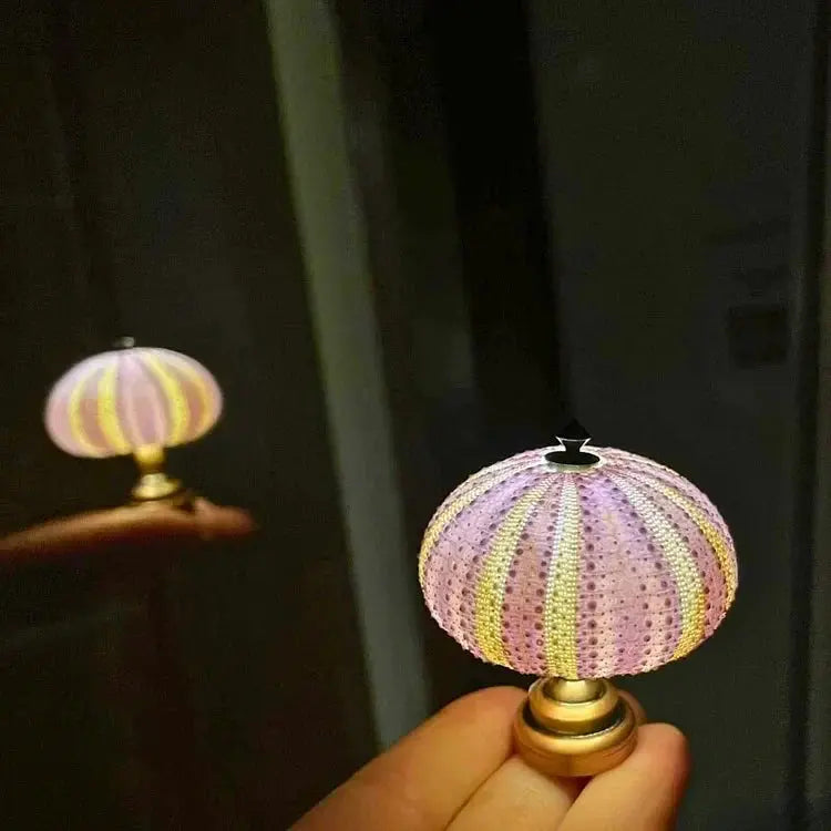 Night Lamp Sea Urchin Shell Gold Base