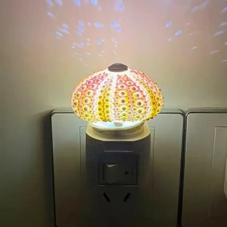 Night Lamp Sea Urchin Shell Gold Base