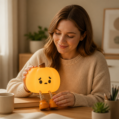 Night Light Pumpkin Silicone Warm Glow Battery-Powered