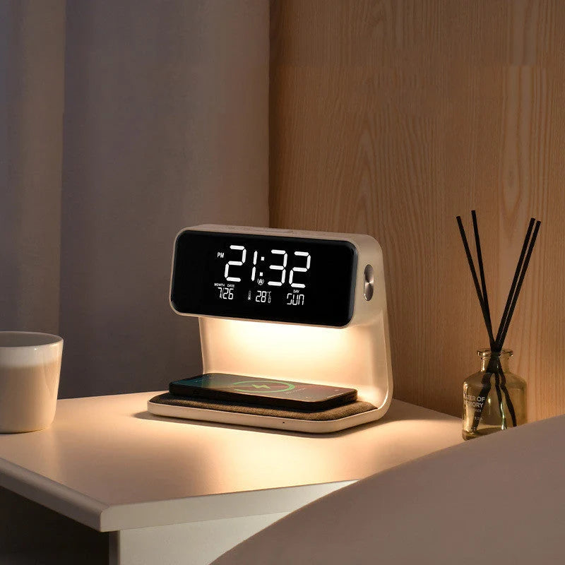 Nightstand Alarm Clock Wireless Charging & Touch Dimmer
