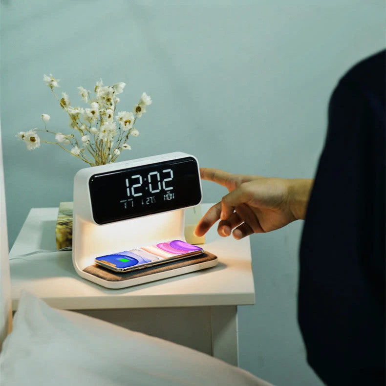 Nightstand Alarm Clock Wireless Charging & Touch Dimmer