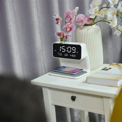 Nightstand Alarm Clock Wireless Charging & Touch Dimmer