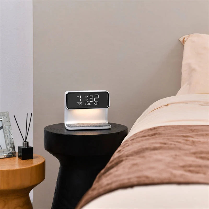 Nightstand Alarm Clock Wireless Charging & Touch Dimmer