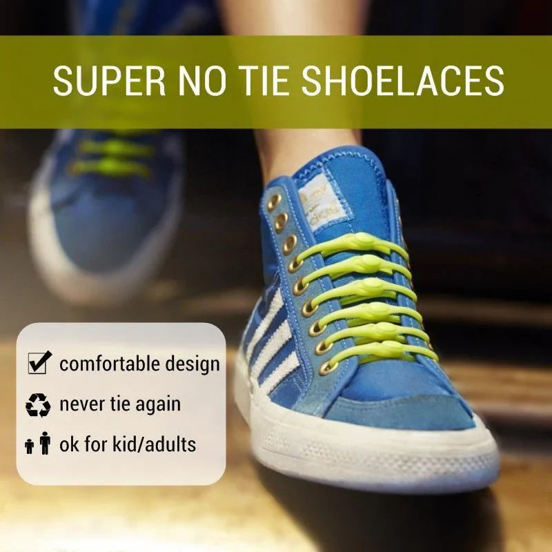No-Tie Shoelaces Stretchable Silicone Slip-On Set of 12