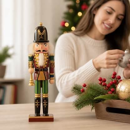 Nutcracker Soldier Hand-Painted Wood Tabletop 11.8 Inch