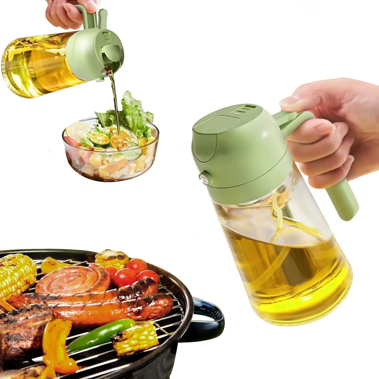 Oil Dispenser Bottle Glass Dual Spray & Pour
