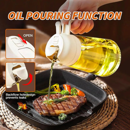 Oil Dispenser Bottle Glass Dual Spray & Pour