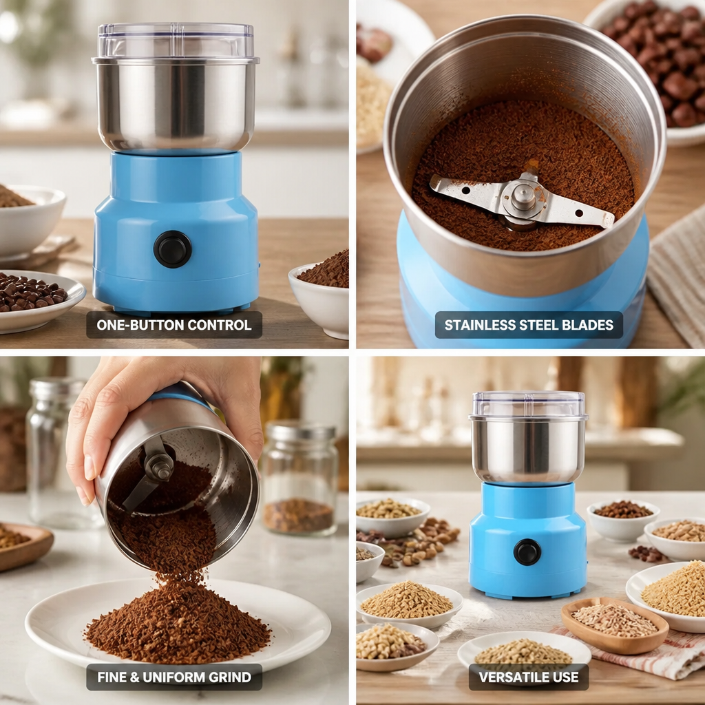 One-Button Stainless Steel Blade Mini Electric Food Grinder