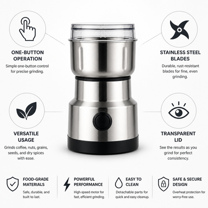 One-Button Stainless Steel Blade Mini Electric Food Grinder