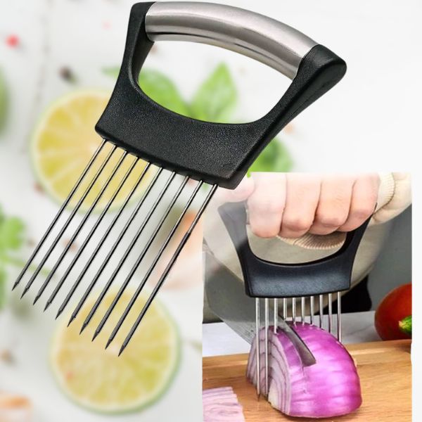 Onion & Vegetable Holder Stainless Steel Tips Ergonomic Handle