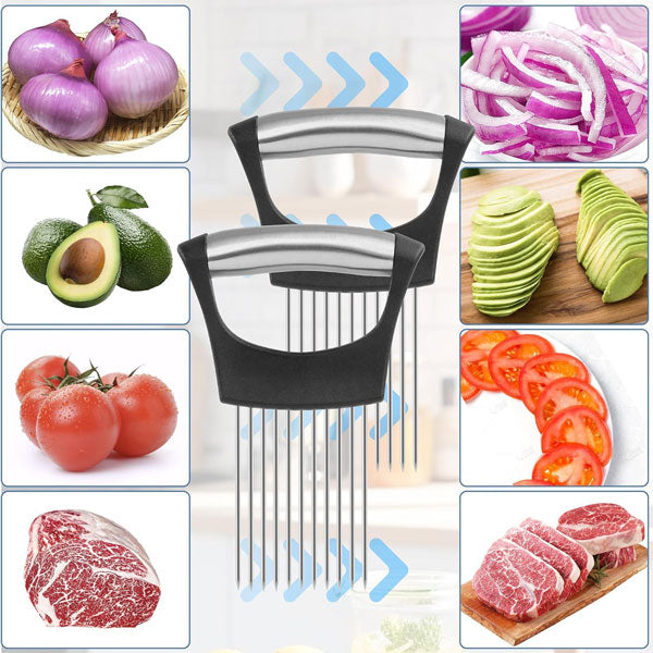 Onion & Vegetable Holder Stainless Steel Tips Ergonomic Handle