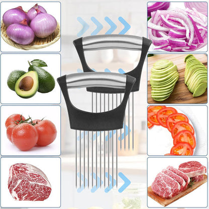 Onion & Vegetable Holder Stainless Steel Tips Ergonomic Handle